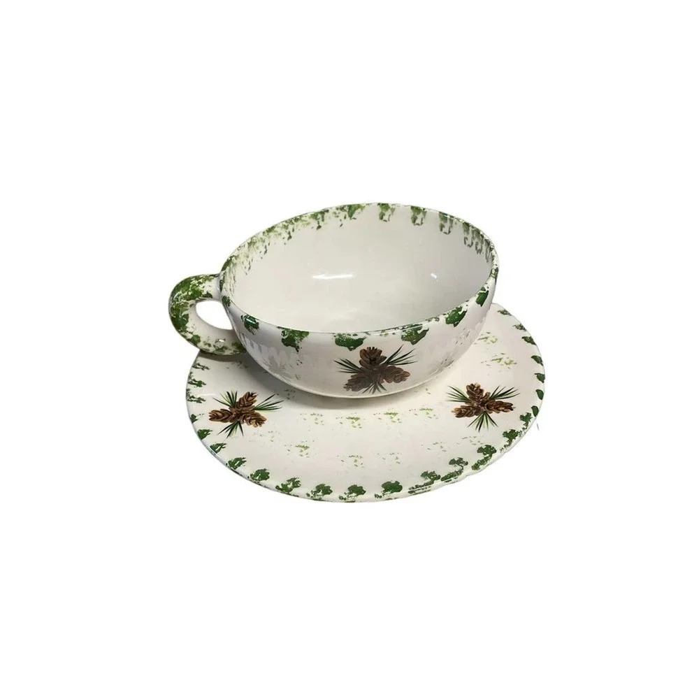 Set of Two New Handmade Pine Cone‎ Soup Bowls